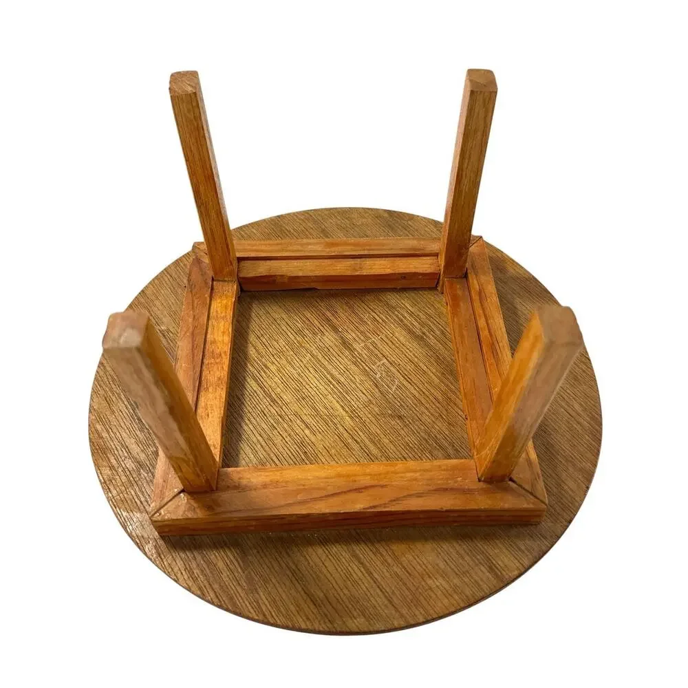 Vintage Handmade Hand Painted Folk Art Miniature Doll Table & 4 Chairs Wood Set